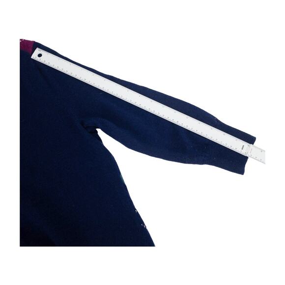 Talbots Petites MP Argyle Lambswool Blend Sweater Navy Purple Teal Preppy - Picture 10 of 10